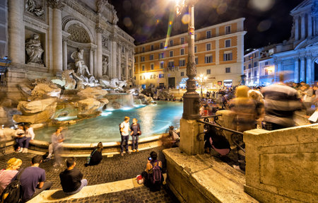 ROME, ITALY - OCTOBER 5, 2012: The famous Trevi Fountain at night. This place is one of the most visited in Rome.のeditorial素材