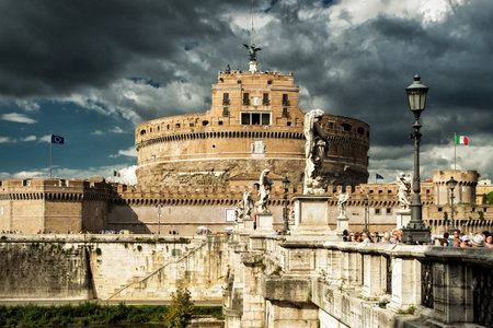 ROME - OCTOBER 2, 2012: Castle of the Holy Angel (Castel Sant`Angelo) - one of the main tourist attractions of Rome.のeditorial素材