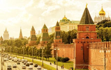 The Moscow Kremlin at sunny day, Russiaのeditorial素材