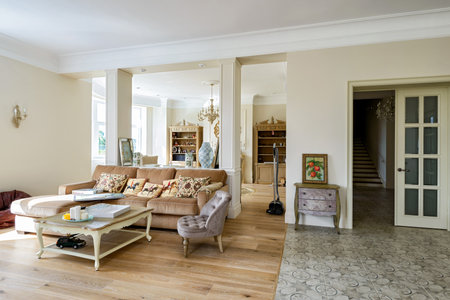 Modern living room interiorのeditorial素材