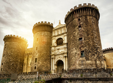 The Castel Nuovo, seat of the medieval kings of Naples, Italyのeditorial素材