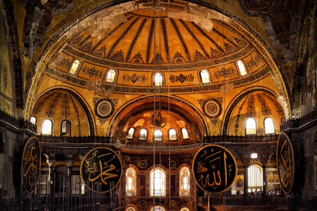 ISTANBUL - MAY 25, 2013: Interior of the Hagia Sophia. Church of Hagia Sophia (Ayasofya) is the greatest monument of Byzantine Culture. It was built in the 6th century.のeditorial素材