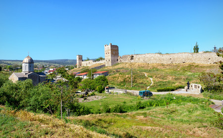 Panoramic view of Genoese fortress in the city of Feodosia, Crimea, Russiaの写真素材