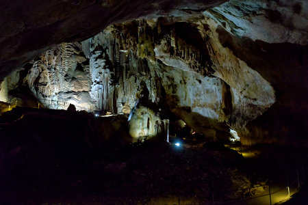 ALUSHTA, RUSSIA - MAY 21, 2016: The karst cave of Emine Bair Hosar in Chatyr-Dah mountain in Crimea.のeditorial素材