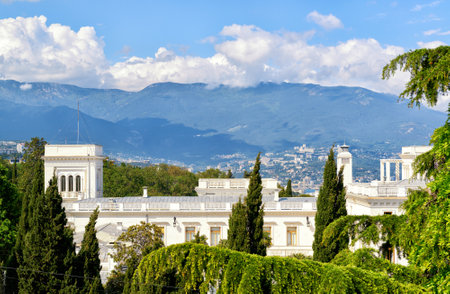 LIVADIA, RUSSIA - MAY 17, 2016: Livadia Palace near city of Yalta. Livadia Palace in Crimea was a...