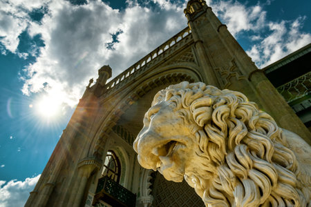 ALUPKA, RUSSIA - MAY 20, 2016: Vorontsov Palace in the town of Alupka, Crimea. This is a tourist attraction of the Crimea.のeditorial素材