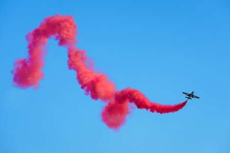 Moscow Region - July 21, 2017: Aerobatic display plane from the United Arab Emirates team at the International Aviation and Space Salon (MAKS) in Zhukovsky.のeditorial素材