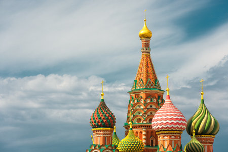 The Cathedral of Vasily the Blessed, or Saint Basil`s Cathedral, in the Red Square in Moscow, Russia. St. Basil's Cathedral is a famous monument of Russian culture of the 16th century.のeditorial素材