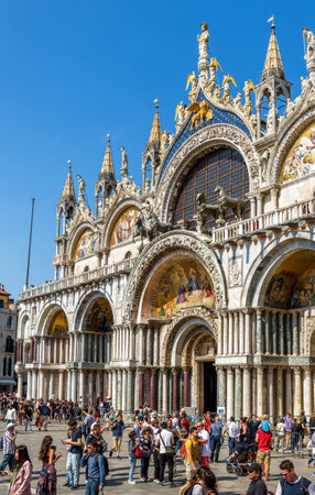Venice, Italy - May 18, 2017: Piazza San Marco (Saint Mark's Square) with Basilica di San Marco. This is the main square of Venice.のeditorial素材
