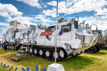 Moscow Region - July 21, 2017: The Tor-M2DT russian air defense missile system at the International Aviation and Space Salon (MAKS). The system is especially designed to be used for Arctic region.のeditorial素材