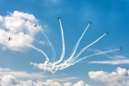 Moscow Region - July 21, 2017: Air show at the International Aviation and Space Salon (MAKS) in Zhukovsky.のeditorial素材