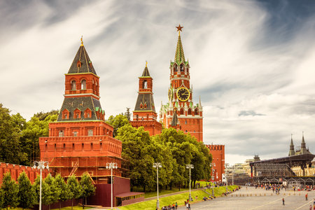 The Moscow Kremlin in the Red Square, Russia. The Moscow Kremlin is the residence of the Russian president and the main tourist attraction of Moscow.のeditorial素材