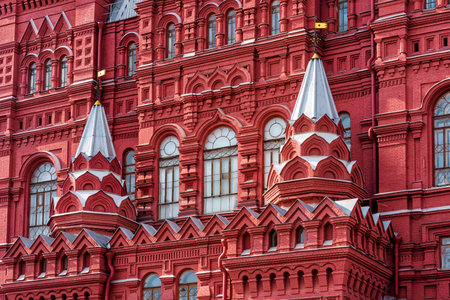 The State Historical Museum on the Red Square in Moscow, Russia. The Red Square is the main tourist attraction of Moscow.のeditorial素材