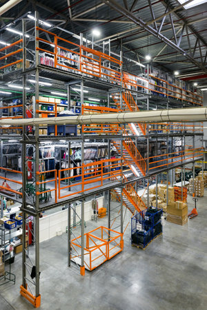Moscow - March 18, 2016: The large modern warehouse. Moscow is a modern city with well-developed logistics infrastructure.のeditorial素材
