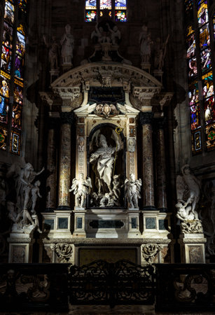 Milan, Italy - May 16, 2017: Altar of Saint John the Good in the Milan Cathedral (Duomo di Milano). Milan Duomo is the largest church in Italy and the fifth largest in the world.のeditorial素材