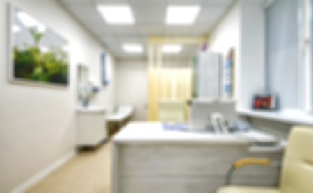 Doctor`s office in modern clinic, creative abstract blur background の写真素材