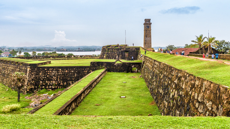 Galle Fort on the southwest of Sri Lanka. Panorama of old Dutch fortification on the Indian ocean coast. It is one of the main landmarks of Sri Lanka. Scenic view of overgrown medieval ruins.の写真素材