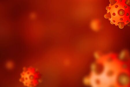 COVID-19 or influenza coronavirus background, SARS-CoV-2 corona virus under microscope, 3d...