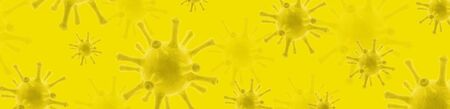 COVID-19 coronavirus panoramic banner for website header, 3d illustration, SARS-CoV-2 corona virus...