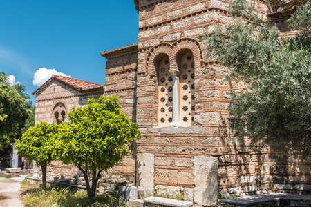 Church of Holy Apostles in Ancient Agora close-up, Athens, Greece. This place is tourist attraction of Athens. Monument of old Greek Byzantine culture in Athens center. History and religion concept.の写真素材