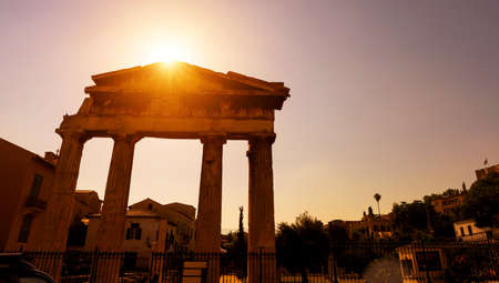 Roman Agora in sunlight, Athens, Greece. This place is famous tourist attraction of old Athens....