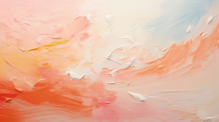 Oil paint texture background, abstract pattern of rough orange peach paintbrush strokes. Theme of art, brush, pastel, delicate color, wall, vintage, stain, template, wallpaper. Generative AI.の素材