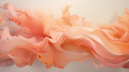 Swirl of peach liquid paint texture background, abstract pattern of pink yellow fluid. Splash of colored surface close-up. Concept of oil art, design, watercolor, wave, structure and wallpaper. Generative AI.の素材
