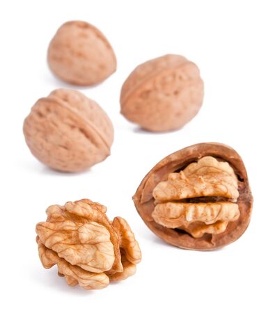 Kernel of walnuts is isolated on the white.の写真素材