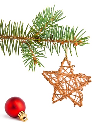 Pine-tree and christmas toys.の写真素材