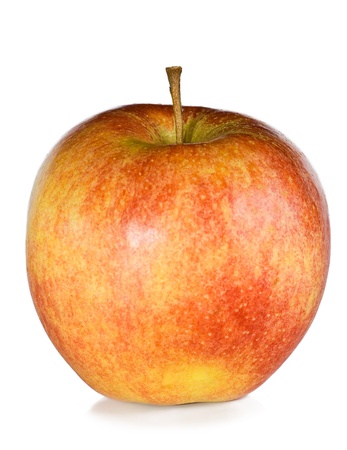 A juicy ripe red apple is isolated on the white.の写真素材