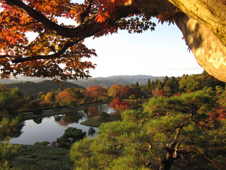 autumn park in Kyotoの写真素材