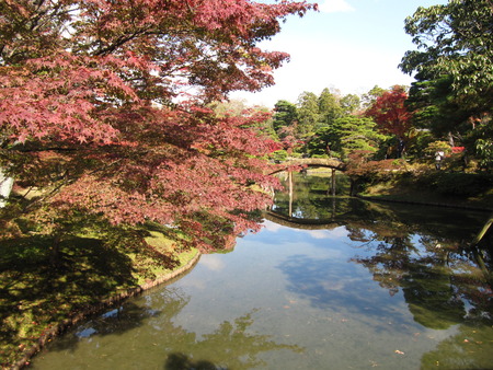 the autumn pond in Kyotoの写真素材