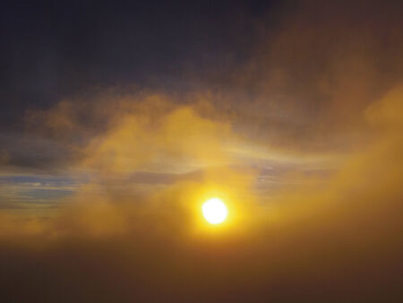 Sunset taken from the mountain of Hawaiiの写真素材