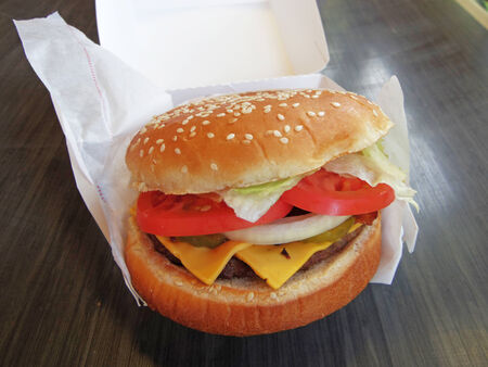 Shooting of hamburgerの写真素材