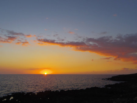 Sunset beach and Hawaii の写真素材