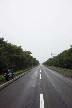 Hokkaido one straight roadの写真素材