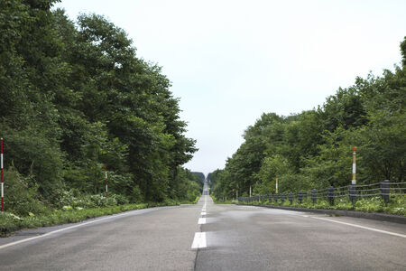 Hokkaido one straight roadの写真素材