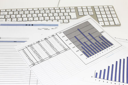 Documents and keyboardの写真素材