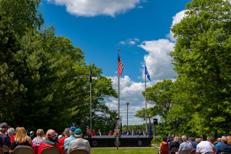 NISSWA, MN - 31 MAY 2021: Memorial Day observance at an American Legion.のeditorial素材