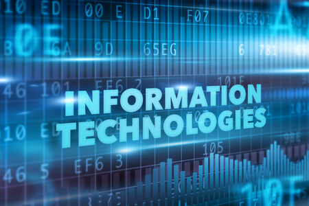Information technologies concept blue background blue textの写真素材