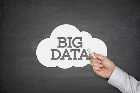 Big data cloud concept on black blackboardの写真素材