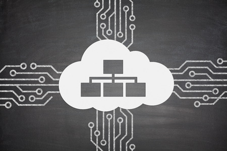 Cloud computing concept with cloud and devices