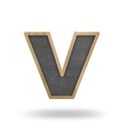 Black blank letter v shape blackboard on white backgroundの写真素材