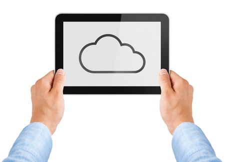 Tablet screen isolated on whiteの写真素材