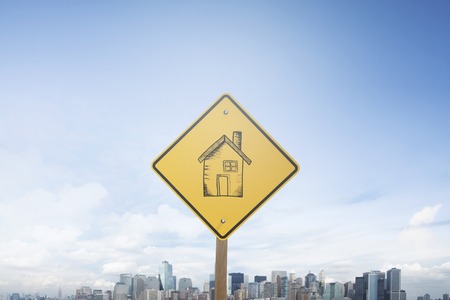 Home symbol in Traffic sign conceptの写真素材