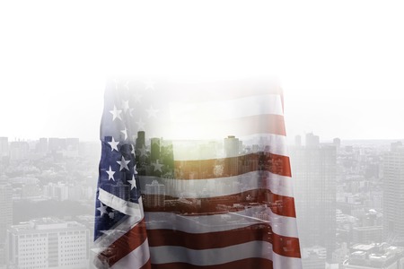 US flag doupble exposure conceptの写真素材