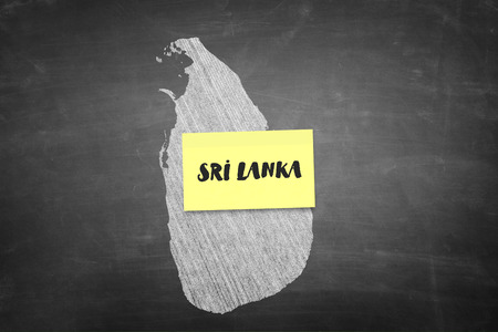 Sri Lanka shape in blackboardの写真素材