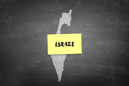 Israel shape in blackboardの写真素材
