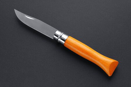 Hunter knife on blackの写真素材