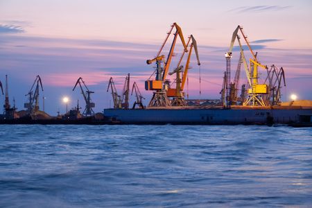 Evening cargo portの写真素材